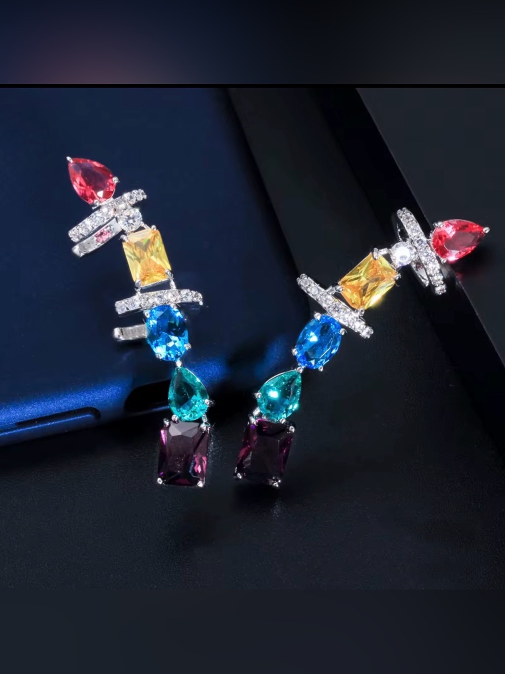 Multicolor Gemstone Ear Stud Earrings